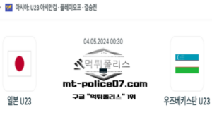 2024년 5월 4일 00:30 AFC U-23 아시안컵 결승전 일본 (U23)(N) : 우즈베키스탄 (U23) 스포츠 픽<span class="rmp-archive-results-widget "><i class=" rmp-icon rmp-icon--ratings rmp-icon--star rmp-icon--full-highlight"></i><i class=" rmp-icon rmp-icon--ratings rmp-icon--star rmp-icon--full-highlight"></i><i class=" rmp-icon rmp-icon--ratings rmp-icon--star rmp-icon--full-highlight"></i><i class=" rmp-icon rmp-icon--ratings rmp-icon--star rmp-icon--full-highlight"></i><i class=" rmp-icon rmp-icon--ratings rmp-icon--star "></i> <span>4.1 (21)</span></span>
